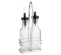 APS, Burette pour vinaigre et huile, récipient en verre avec couvercle et bec verseur en PE anti-goutte, 34 cm de haut pour 0,50 litres chacune