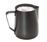APS Milk Jug - Pot à lait de haute qualité en acier inoxydable avec revêtement anti-adhésif - Parfait pour faire de la mousse de lait - Pot universel noir 600 ml