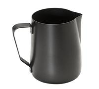 APS Milk Jug - Pot à lait de haute qualité en acier inoxydable avec revêtement anti-adhésif - Parfait pour faire de la mousse de lait - Pot universel noir 350 ml