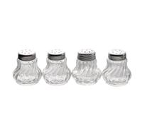 APS mini shakers, salières et poivrières, set de 4 mini shakers en verre avec couvercle en acier inoxydable pour le sel et le poivre, 3,5 x 3,5 cm, hauteur 4 cm