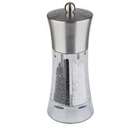 APS Moulin à sel et à poivre 2 en 1 - Ø 8 cm et hauteur 19 cm, moulin à épices avec mécanisme de broyage en céramique, moulin transparent pratique avec degré de broyage réglable, ne passe pas au lave-vaisselle