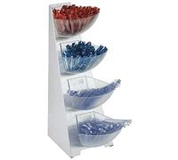 APS Multi-Rack, étagère de cuisine, cadre, goulotte à portions, distributeur de portions, distributeur, acier inoxydable 18/0, volume par goulotte 1 litre de contenu, 4 niveaux