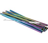 APS Paille en acier inoxydable Longueur : 215 mm métallique 10 pailles 1 brosse de nettoyage