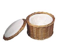 APS panier à oeufs, beige clair panier à oeufs, récipient à oeufs, saule solide, pour environ 20 oeufs, garde le contenu au chaud pendant longtemps grâce à la doublure en tissu, Ø 25 cm, hauteur 17.5 cm