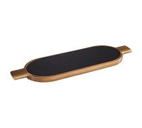 APS Planche de service 2 pièces 40 x 15 cm - Planche à découper rustique en bois d'acacia - Planche en bois avec plateau en ardoise naturelle