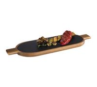 APS planche de service, 2-pcs, 50 x 15 cm, planche en bois rustique, planche à découper en bois d'acacia, planche en bois avec dessus en ardoise naturelle
