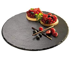 APS Plat à tarte en ardoise naturelle, rond, anthracite