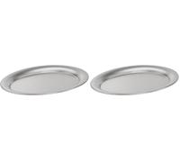 APS Plateau 19 x 15 cm, H: 1 cm, Oval Acier Inoxydable, natte (Lot de 2)