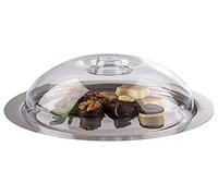 APS Plateau avec chapeau "Finesse", assiette avec couvercle, plateau de service, chapeau en polystyrène, assiette en acier inoxydable 18/0, 22,5 x 22,5 cm, empilable.