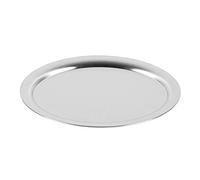 APS plateau de service Kaffeehaus, plateau classique de café viennois, plateau en acier inoxydable, poli mat, ovale, bord roulé, 26,5 x 19,5 cm, hauteur 1 cm