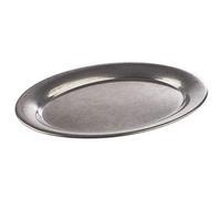 APS plateau de service Kaffeehaus, plateau classique de café viennois, plateau ancien en acier inoxydable, vintage, ovale, bord roulé, 29 x 22 cm, 1 cm de hauteur
