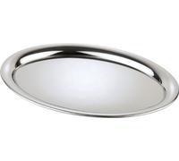 APS plateau de service Kaffeehaus, plateau classique de café viennois, plateau en acier inoxydable, très poli, ovale, bord roulé, 19 x 15 cm, 1 cm de hauteur.