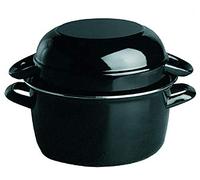 APS Pot à Moules de Service en Acier Émaillé Noir - Pour 2 kg de Fruits de Mer, Capacité 5,2 Litres, 26,5 x 33 cm, Hauteur 20 cm