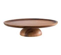 APS assiette à dessert/à gâteaux, Ø 33 cm, H : 8 cm, assiette à dessert robuste en bois, bois d'acacia huilé, assiette à gâteaux très stable avec dessous protégeant les meubles.