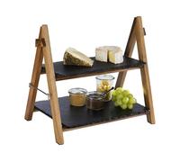 Aps - Présentoir bois avec 2 plateaux en ardoise GN 1/2 et GN 1/3 Aspect Bois