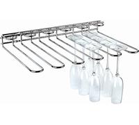 APS Rail à verres, 45 x 32 x 6 cm, porte-verres de haute qualité en métal chromé, porte-verres à vin pour 20 verres, support pour verres suspendus pour bar à domicile, cuisine, bar, pub, restaurant