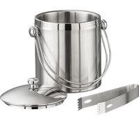Ensemble de seaux à Glace APS - récipient en Acier Inoxydable à Double paroi avec Couvercle et Pince à Glace, capacité 45 glaçons - Dimensions : 13,5 x 15 cm, Hauteur : 17 cm, Volume : 1 LTR.