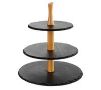Aps - Serviteur bois et ardoise naturelle, trois plateaux ronds Ø 30, 25 et 20 cm Aspect Bois