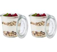 APS Set de 6 Verres Originaux WECK 290 ML avec Couvercle - Ø 9 cm/Hauteur 9 cm/Forme linteau (Lot de 2)