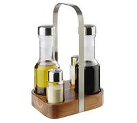 APS Set de planches à repasser "Wood" - support de haute qualité pour poivrière, salière et vinaigrier/huilier - support en acier inoxydable et avec dessous protégeant le meuble