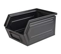APS Snack Box "Industrial" - boîte métallique noire avec compartiment pour l'étiquetage, L x P x H : 15,5 x 23,5 x 13 cm, Boîte pour restauration rapide, lavable au lave-vaisselle, empilable.