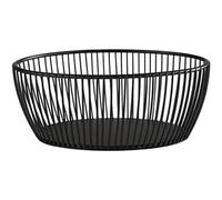 APS "SVART" Corbeille à filet métallique ovale, L : 20 cm, l : 15 cm x H : 8 cm, corbeille à pain, corbeille à fruits, corbeille à légumes, empilable, noire, lavable au lave-vaisselle