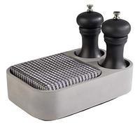APS Table Caddy "Element" - Support de table en béton gris avec 2 trous (Ø 6,5 cm) et dessous respectueux des meubles - Dimensions : 23,5 x 16 cm - Hauteur : 6,5 cm