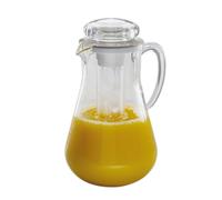 APS pichet à jus, cruche, pichet à jus, pichet en verre transparent avec tube à eau glacée, 18 x 29 cm, 18 cm de haut, pour un volume de 3 l
