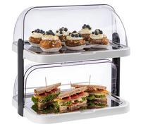 APS Buffet Showcase Double Decker - 2 capots roulants transparents s'ouvrant des deux côtés, 2 plateaux en acier inoxydable, 4 batteries de refroidissement, rangement peu encombrant - Made in Germany