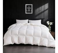 APSMILE Couette 155x220 4 Saisons Duvet Plume et d'oie, 100% Coton Égyptien, Couettes Gonflante 1 Personne, Edredon Naturelles Certifiée RDS, Blanc 155x220 cm