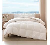 APSMILE Couette 200x200 4 Saisons en 50% Duvet et 50% Plumes, 100% Coton Bio Couette 2 Personnes Ultra Gonflante, Édredon Duvet 200x200 Tempérée Hypoallergénique, Certifié Oeko-Tex et RDS