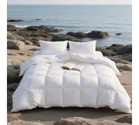 APSMILE Couette 200x200 Legere été 100% Plumes et Duvet Moelleux, Duvet 200x200 100% Coton Bio, Edredon Ultra Gonflante, pour Les Personnes Allergiques, Ökotex & RDS