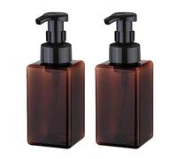 Apstaqeoo Lot de 2 distributeurs de savon moussant - 450 ml - Rechargeables - Flacons vides en plastique - Pour salle de bain, cuisine, hôpital, clinique - Marron