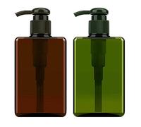 Apstaqeoo Lot de 2 distributeurs vides de 100 ml en plastique rechargeables pour lotion, shampooing, après-shampooing, gel pour cheveux, gel liquide, savon pour les mains, huile de massage (marron +