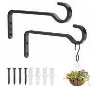 Apstaqeoo Lot de 2 supports de panier à suspendre, cintres robustes en fer forgé avec vis, crochets muraux en métal noir pour lanterne, jardinière, clôture, mangeoire à oiseaux (152 mm)
