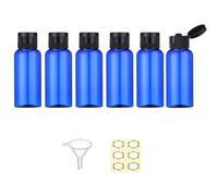 Apstaqeoo Lot de 6 bouteilles de voyage en plastique de 50 ml avec bouchon à rabat, vides et rechargeables avec 1 entonnoir et 6 étiquettes approuvées par la TSA pour liquides, lotions, articles de
