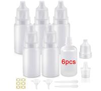 Apstaqeoo Lot de 6 flacons compte-gouttes vides en plastique - 50 ml - Flacons compte-gouttes rechargeables pour échantillons de peinture avec bouchon, entonnoir, étiquette, compte-gouttes pour huile