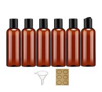 Apstaqeoo Lot de 6 flacons en plastique de 100 ml avec bouchon à disque à rabat - Flacons vides rechargeables avec entonnoir et étiquette approuvée par la TSA pour lotions liquides, articles de
