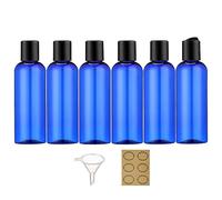Apstaqeoo Lot de 6 flacons en plastique de 100 ml avec bouchon à disque à rabat - Flacons vides rechargeables avec 1 entonnoir et 6 étiquettes approuvées par la TSA pour lotions liquides, produits de