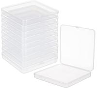 Apt-10 Paquet Boîtes De Rangement Carrées En Plastique, Boîte De Rangement De Perles Transparentes De 11x11x1.5 Cm, Avec Couvercle À Charnière Pour Perles Et Accessoires Artisanaux