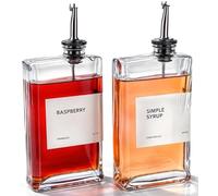 APT 1101 Lot de 2 distributeurs d'huile d'olive pour cuisine, huile de cuisine et vinaigre, bouteille d'huile d'olive, distributeur de sauce soja, bouteilles de sirop de café, argent