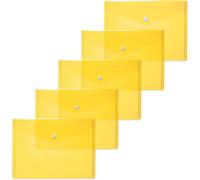 Apt-20052 Lot De 5 Porte-Documents A5 Transparents Jaunes, Petites Pochettes Transparentes Avec Bouton Pression, Enveloppes En Plastique Pour L'école, L'université, Le Bureau, Les Voyages