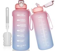 Apt-2l / 2 Litres Tritan Sport Gourde Avec Paille Et Marqueur De Temps De Motivation 2000 Ml Grand Bouteille Eau Pour Basketball, Fitness, Gym, Randonnée,Voyage