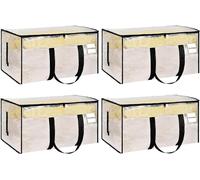 APT-88 L Sac de Rangement, Lot de 4 Grand Sacs de Déménagement avec Couvercle Poignées Renforcées, Imperméable Sac Rangement en Plastique, Épais Housse de Rangement pour Déménagement et Couette