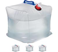 Apt-Bidons D¿Eau En Lot De 4, 20 L, Pliant, Robinet, Poignées, Jerrycan, Plastique Sans Bpa, Transparent
