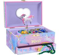 Apt-- Boîte À Musique De Rangement De Bijoux Pour Fille Avec Tiroir De Rangement, Licorne Barbe À Papa - Mélodie Beautiful Dreamer