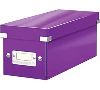 APT-, Boîte de rangement Click & Store, Format CD (14,3 x 13,6 x 35,2 cm), adapté aux CD et autres objets, Pour le bureau et la maison, Montage bouton pression, Carton recyclé à 84%, Violet, 60410062