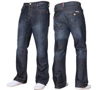 Apt Bootcut Jeans Hommes Jambe Large Évasé Pantalon Rabat Poches Tailles UK