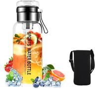 Apt-Bouteille En Verre - 1 Litre, 750 Ml/1,5 L, Avec Paille Et Couvercle, Gourde En Verre Avec Housse En Néoprène Et Infuseur En Acier Inoxydable - Pour Le Sport, Le Bureau, L'école Et L'extérieur (1