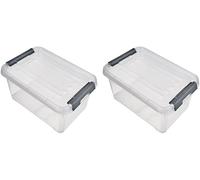 Apt-Curver Boîte De Rangement Handy Plus 6l - Boîte De Rangement Multifonction - Pour Chambre, Bureau, Garage, Cabanon, Buanderie - Fermeture Rapide À Poignées - 29,4 X 19,4 X 15 Cm - Transparent